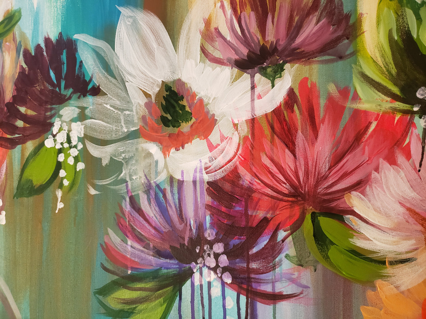 "Triumph" floral acrylic painting