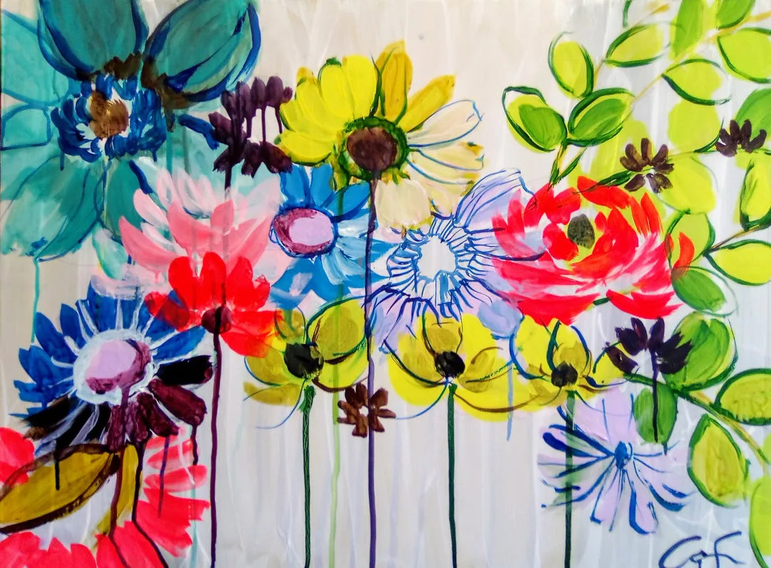 Primary colors floral painting