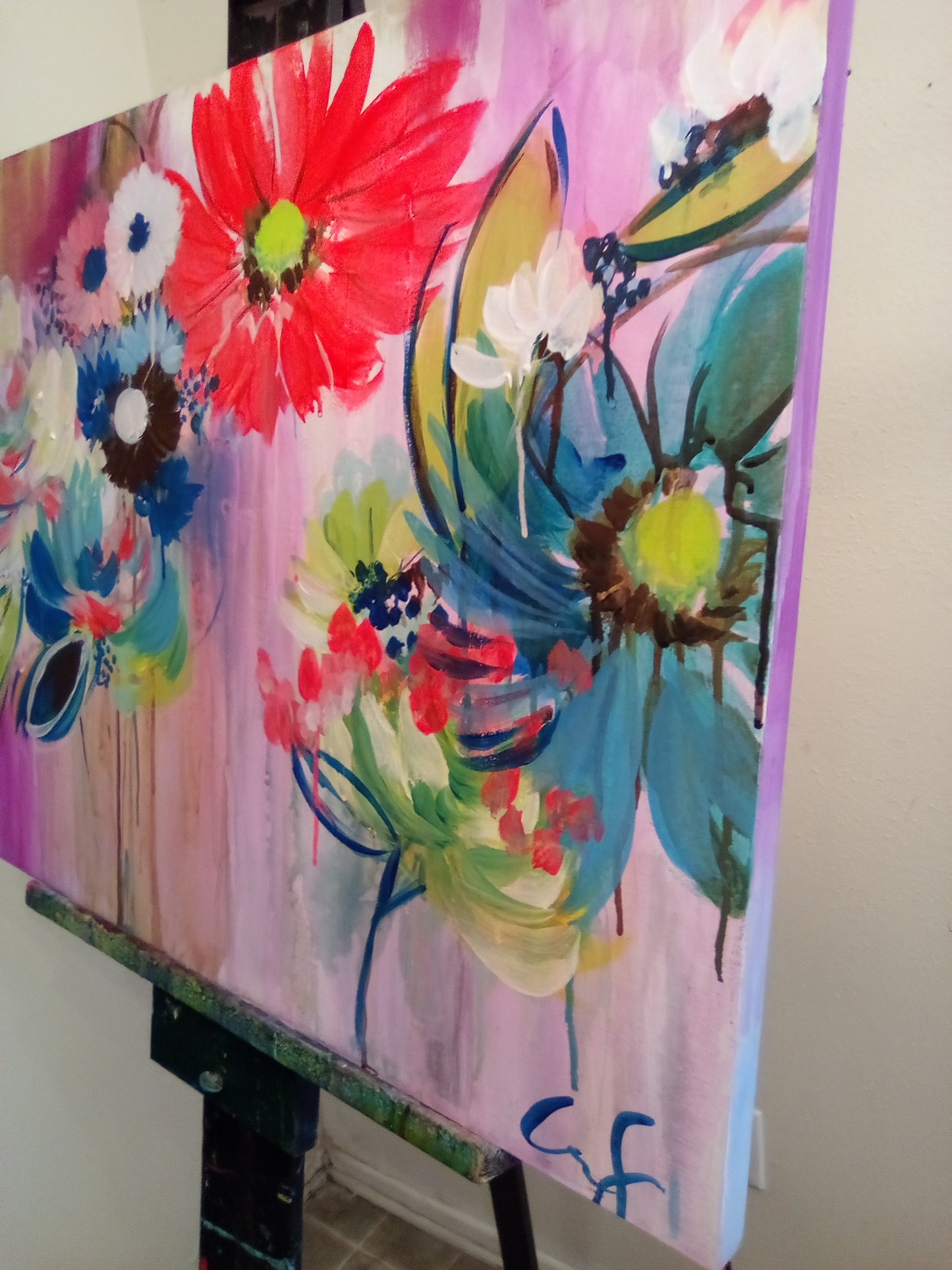 Neon Blossom floral painting