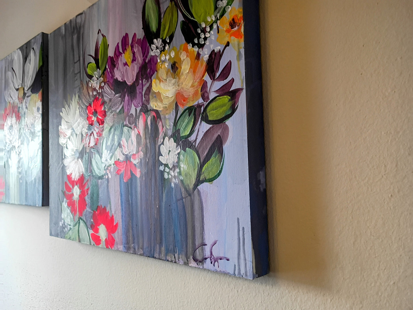Two piece floral diptych