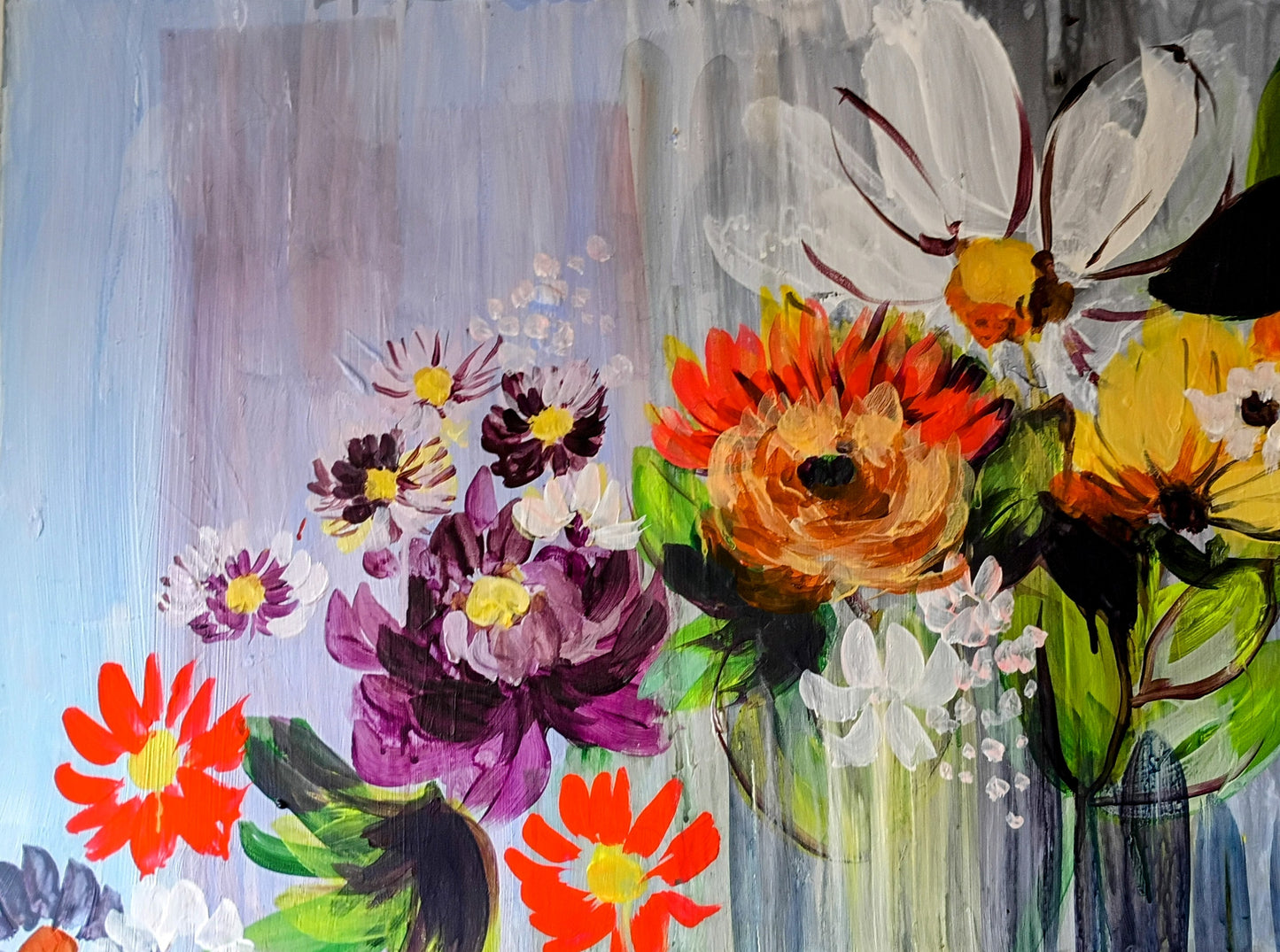 Two piece floral diptych