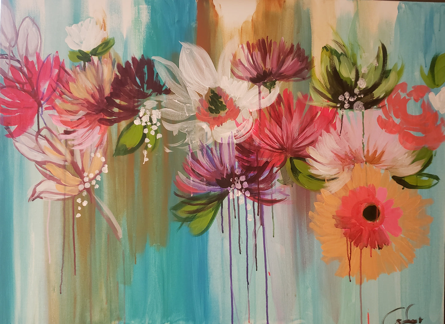 "Triumph" floral acrylic painting