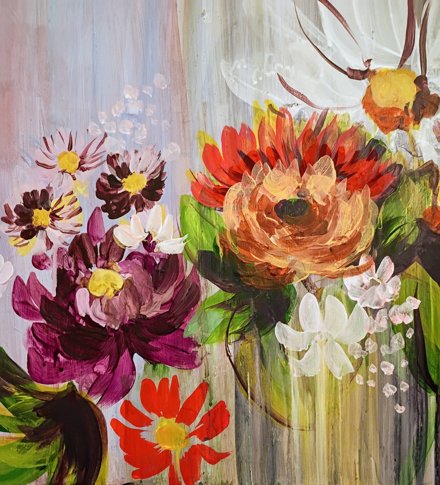 Two piece floral diptych