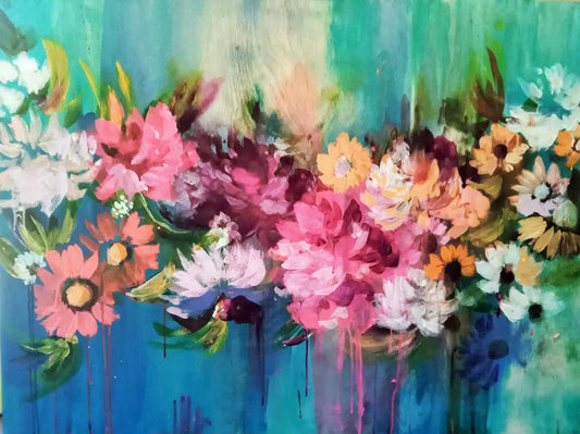 Impressionist floral acrylic painting